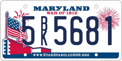 MD license plate 5BK5681