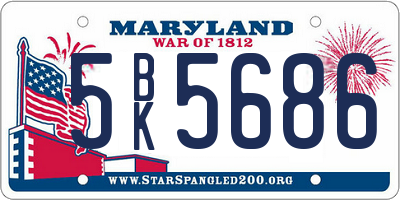 MD license plate 5BK5686