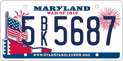 MD license plate 5BK5687