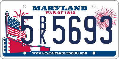 MD license plate 5BK5693
