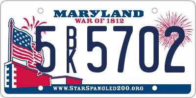 MD license plate 5BK5702