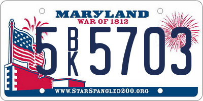 MD license plate 5BK5703