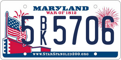 MD license plate 5BK5706