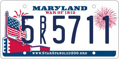 MD license plate 5BK5711