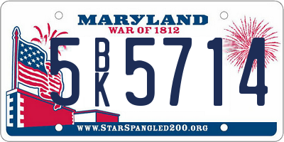 MD license plate 5BK5714