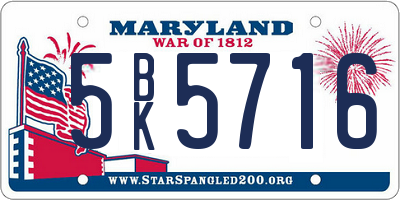 MD license plate 5BK5716