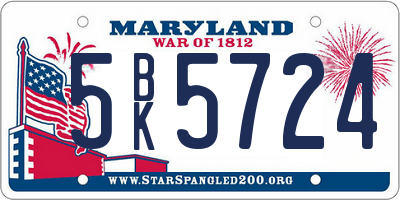 MD license plate 5BK5724