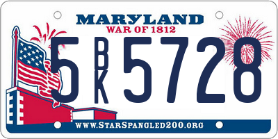 MD license plate 5BK5728