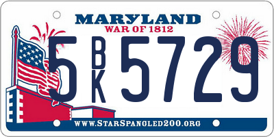 MD license plate 5BK5729
