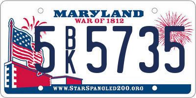 MD license plate 5BK5735