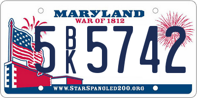 MD license plate 5BK5742