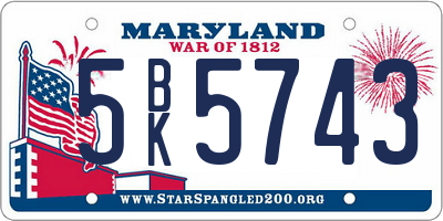 MD license plate 5BK5743