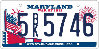 MD license plate 5BK5746