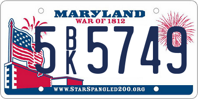 MD license plate 5BK5749