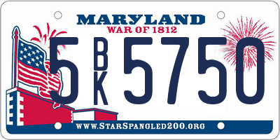 MD license plate 5BK5750