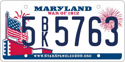 MD license plate 5BK5763