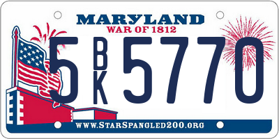 MD license plate 5BK5770