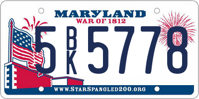 MD license plate 5BK5778
