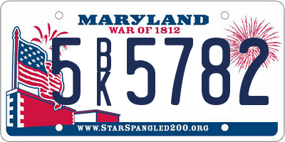 MD license plate 5BK5782