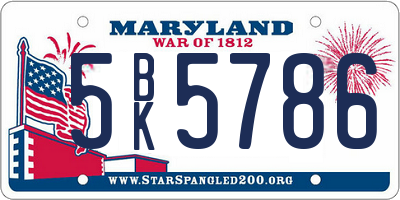 MD license plate 5BK5786