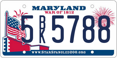 MD license plate 5BK5788