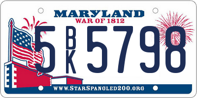 MD license plate 5BK5798