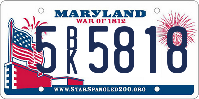 MD license plate 5BK5818