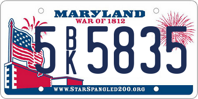 MD license plate 5BK5835