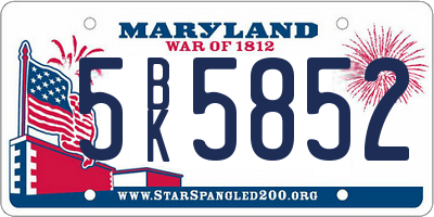 MD license plate 5BK5852