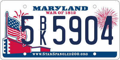 MD license plate 5BK5904