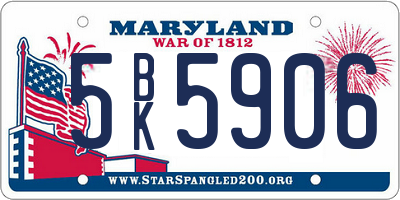 MD license plate 5BK5906