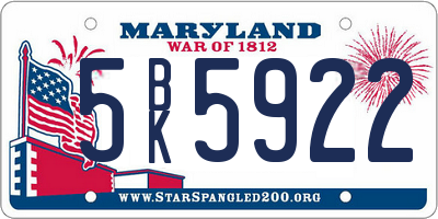 MD license plate 5BK5922