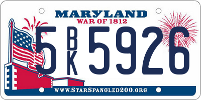 MD license plate 5BK5926