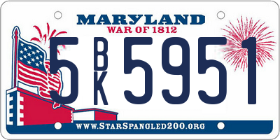 MD license plate 5BK5951