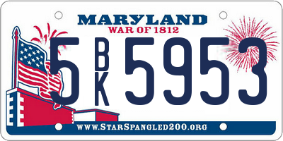 MD license plate 5BK5953