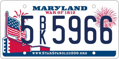 MD license plate 5BK5966