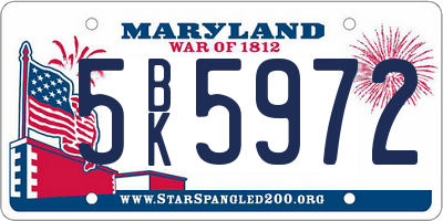MD license plate 5BK5972