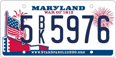 MD license plate 5BK5976