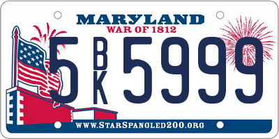 MD license plate 5BK5999