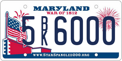 MD license plate 5BK6000