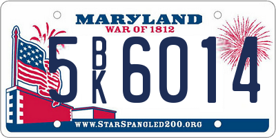 MD license plate 5BK6014