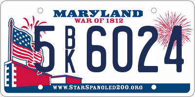 MD license plate 5BK6024
