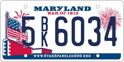 MD license plate 5BK6034