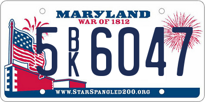 MD license plate 5BK6047
