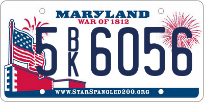 MD license plate 5BK6056