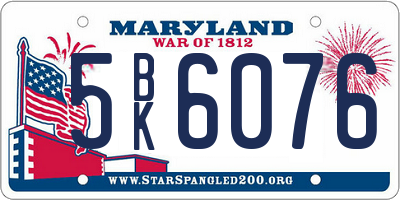 MD license plate 5BK6076