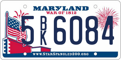MD license plate 5BK6084