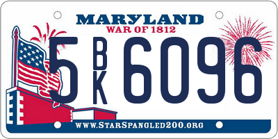 MD license plate 5BK6096