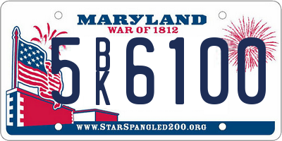 MD license plate 5BK6100