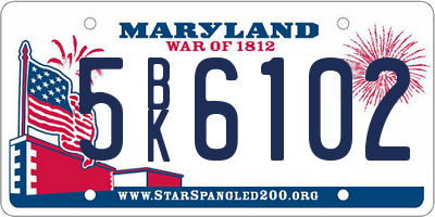 MD license plate 5BK6102